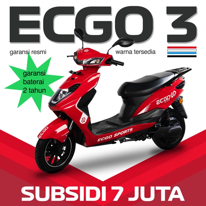ECGO 3 Motor Listrik 1500W Sepeda Motor Subsidi OTR Garansi Resmi