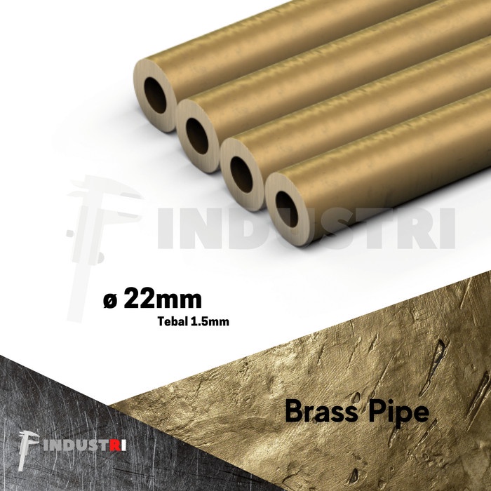 Pipa kuningan dia 22mm x t. 1.5mm Laras polos kuningan 7/8 inch