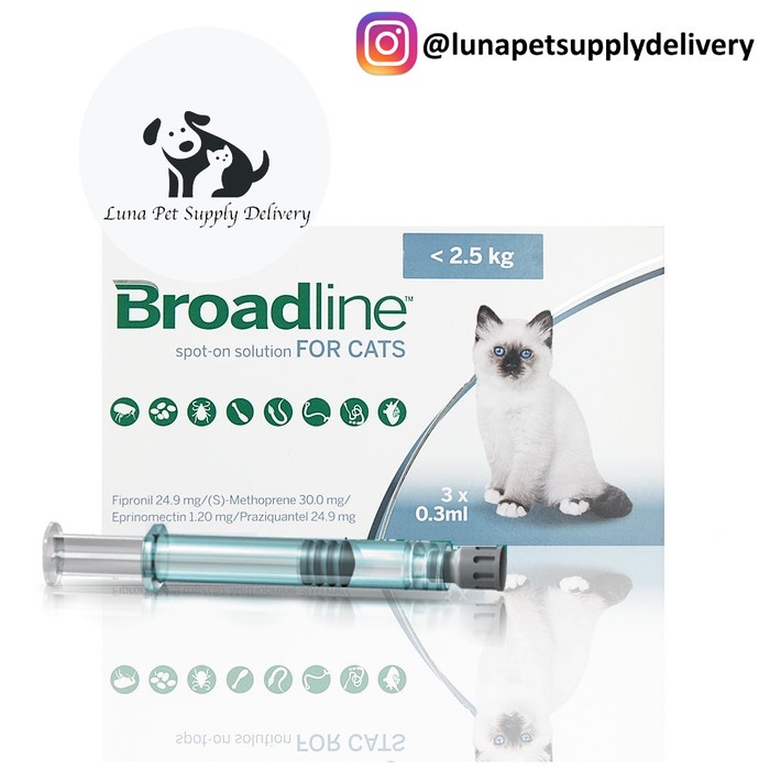 Obat Kutu, Pinjal, Scabies & Cacing Kucing Broadline S dibawah 2,5 kg