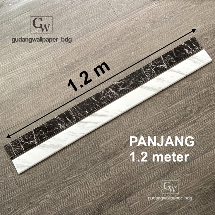 yukCheckoutaja- Plint Lantai PVC 8CM Accessories Flooring Aksesoris Lantai Motif Marmer Hitam Putih 