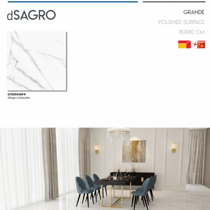 Granit Roman Grande 80x80 dSagro Calacatta GT809436FR KW 1