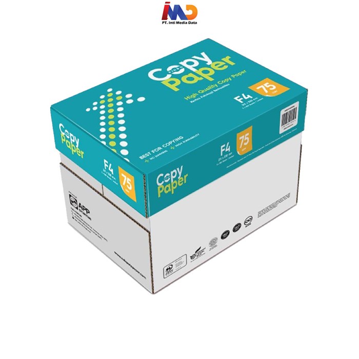 

Barang Terlaris Copy Paper Kertas Fotocopy 75 Gsm F4 - 1 Boks /5 Rim Packing Aman