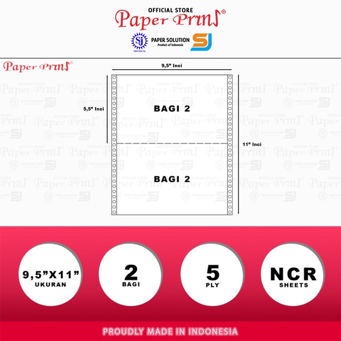 

Ready Stock Paperpryns Kertas Continuous Form 5Ply Ncr Prs 9,5" X 11"/2 (Bagi 2) Cod