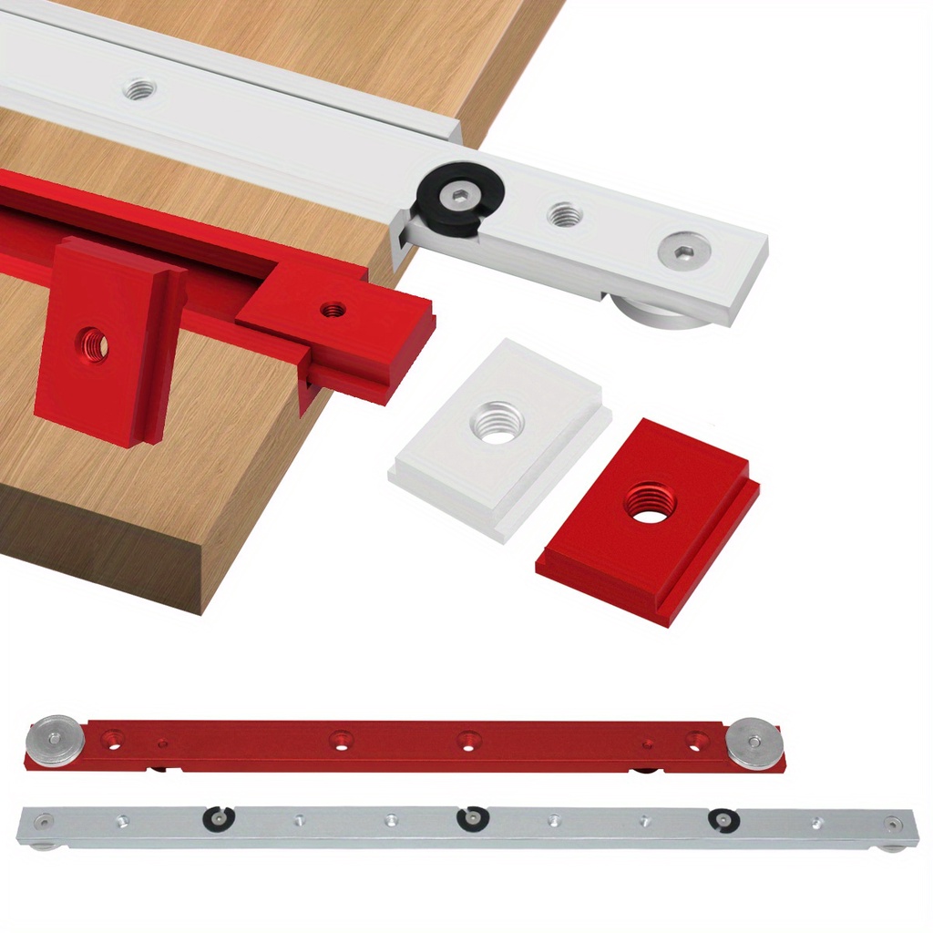 6pcs T Track Miter Bar Slider Kit , Aluminium Alloy T-Slider T Slot Miter Track - Table Saw Gauge Ro