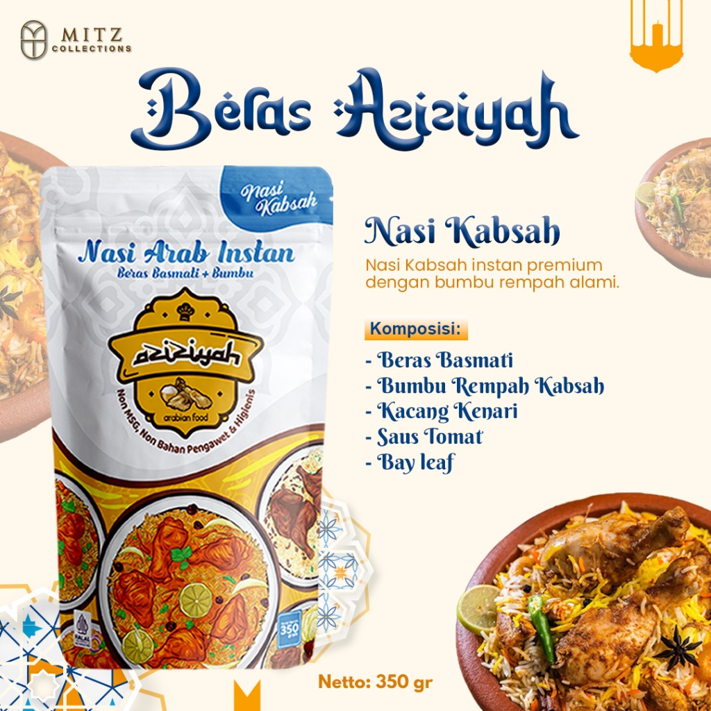 

PORSI JUMBO 4 - 5 ORANG! Nasi Kebuli Briyani Mandhi Kabsah Bukhori 300gr Beras Basmati Aziziyah