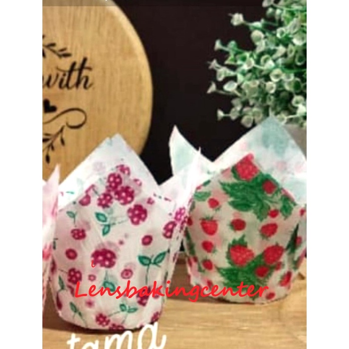 Diva Cup Cake/Alas Bolu Kukus/Hongkong Warna /Motif RedCherry Rasberry
