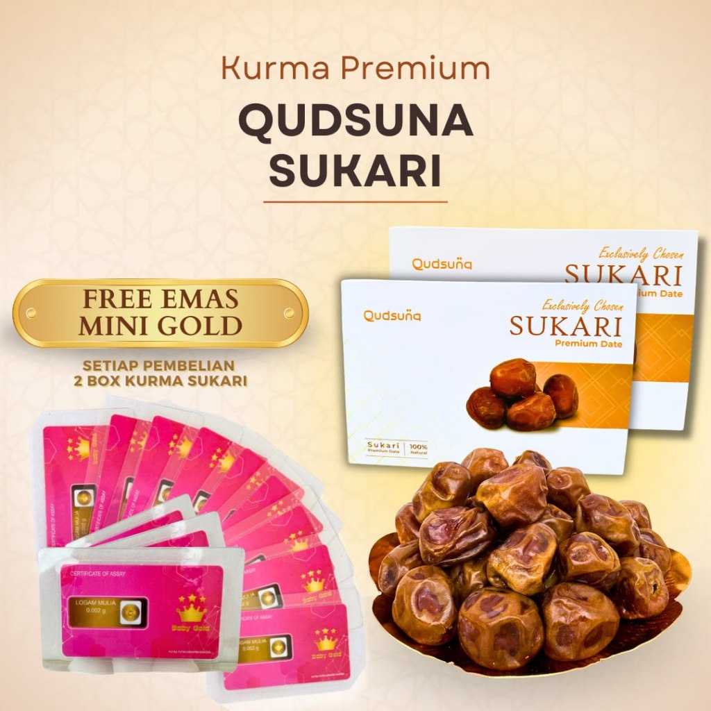 

Kurma Sukari Premium Qudsuna Original Sukkari High Quality Kualitas Panen Terbaru
