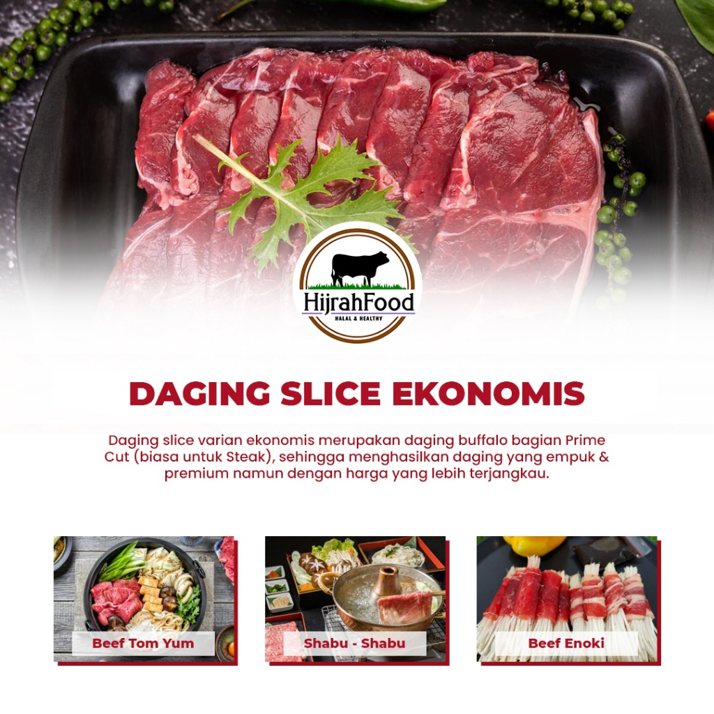 

Hijrahfood Daging Slice Sukiyaki Ekonomis Shabu / Yakiniku / Teriyaki