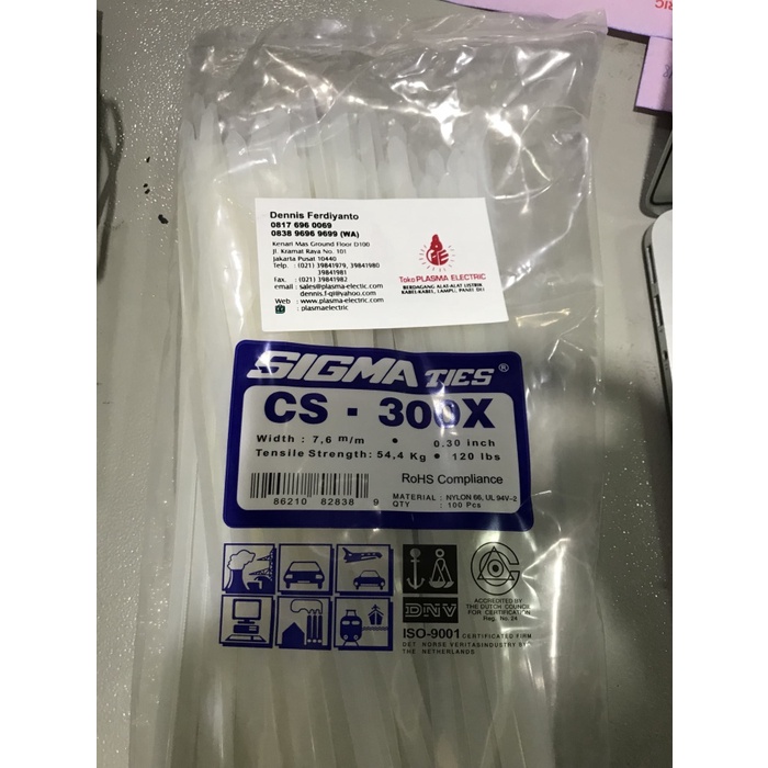

Kabel Ties Sigma 30Cm 30 Cm Cs-300X 7,6Mm 7,6 Mm Hitam Putih