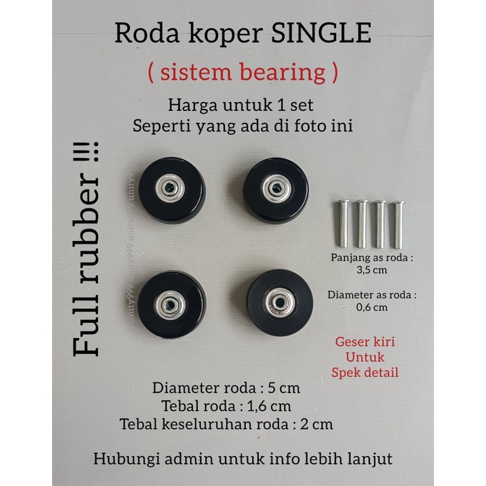 RODA PENGGANTI SINGGEL WHEEL, RODA KOPER RODA BERING 5CM