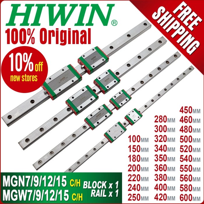 Original Hiwin mini Linear guide rails block carriage MGN12H MGN9H