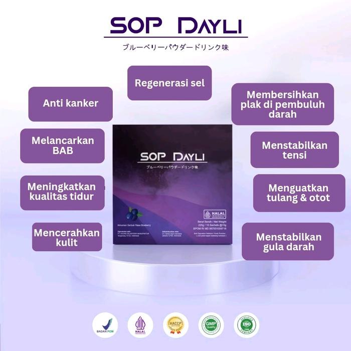 

Sop Dayli 4 Box Rasa Blueberry (1 Box Isi 15 Sachet) Promo