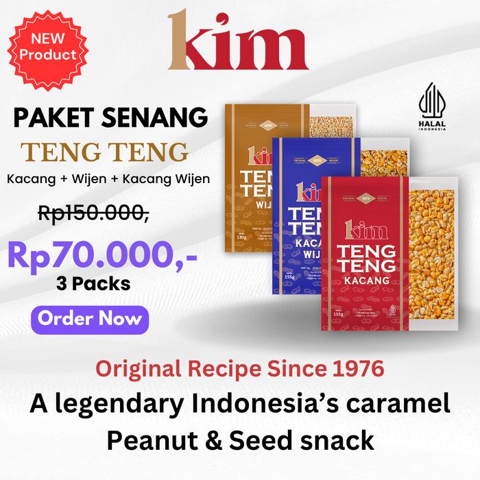 

SALE !!! KIM TENG TENG PAKET SENANG (3 VARIAN KACANG, WIJEN, KACANG WIJEN) CAMILAN MAKANAN FOOD