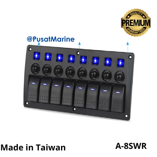 A-8SWR 12-24V SAKLAR 8 GANG SWITCH PANEL CIRCUIT BREAKERS
