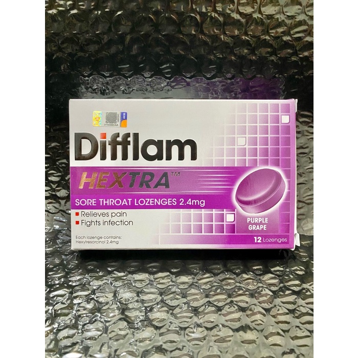 

SALE !!! DIFFLAM LOZENGES HEXTRA PERMEN TENGGOROKAN ISI 12 SORE THROAT READYY