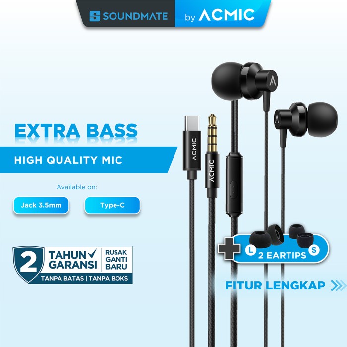 Acmic Prime In-Ear Headset Earphone Earbuds Headphone Stereo W/ Mic