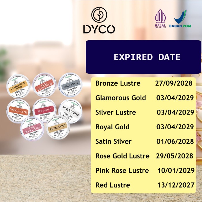 

Ready" Bpom Halal Pewarna Makanan Minuman Kue Bubuk Dyco Edible Glitter 4 Gr