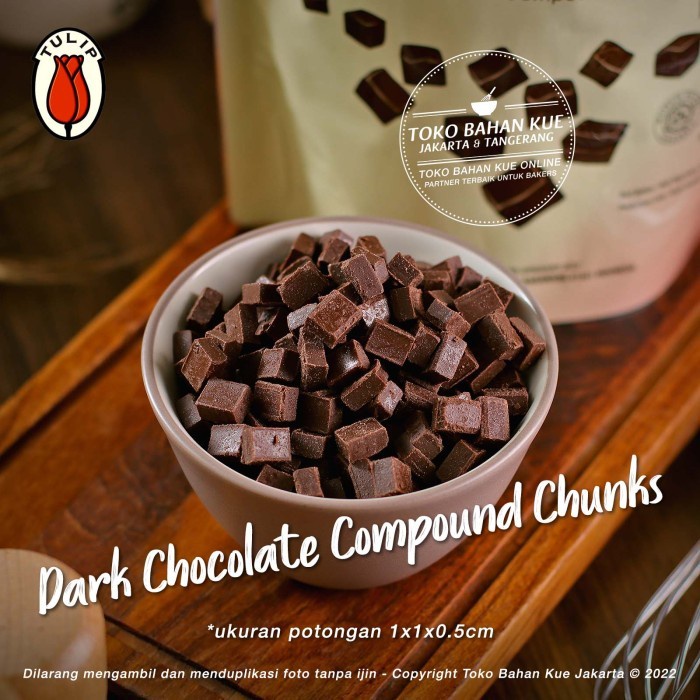 

Ready" Tulip Dark Compound Chocolate Choco Chunks 100Gr Cokelat Coklat Masak