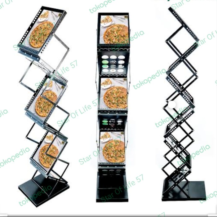 

BARANG TERLARIS Rak Buku Brosur Besi Lipat 4 Susun 7 Susun