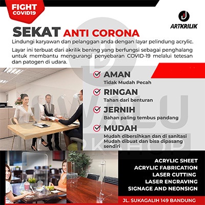 

BARANG TERLARIS SEKAT ANTI CORONA AKRILIK TABLE DIVIDER MEJA KASIR 80 X 60cm 3mm