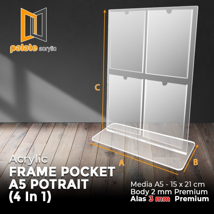 

BARANG TERLARIS Akrilik Frame / Acrylic Frame Pocket A5 Potrait (4 in 1)