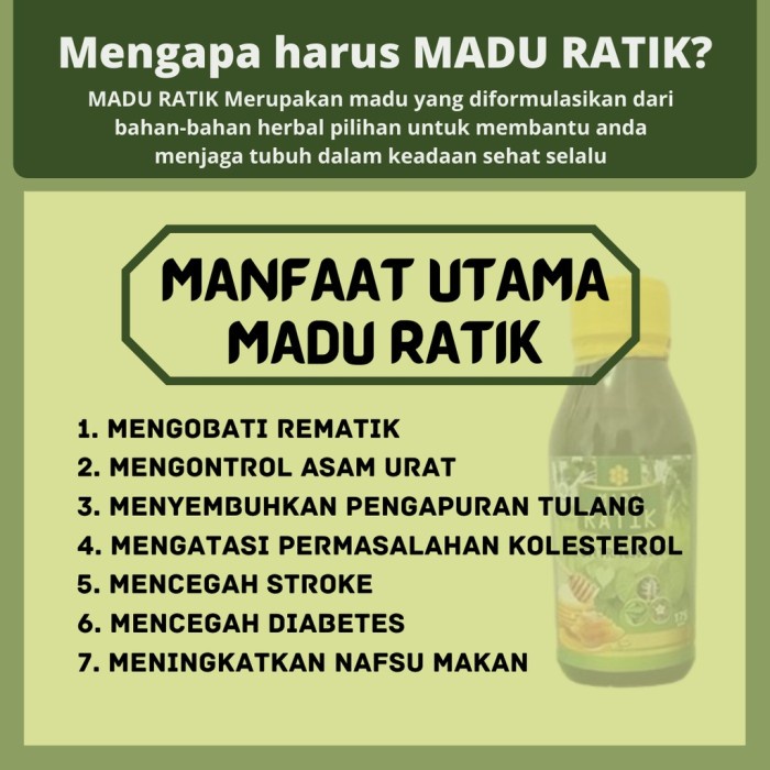 

BARANG TERLARIS Madu Ratik Herbal Original untuk Rematik, Asam Urat Kolesterol BPOM
