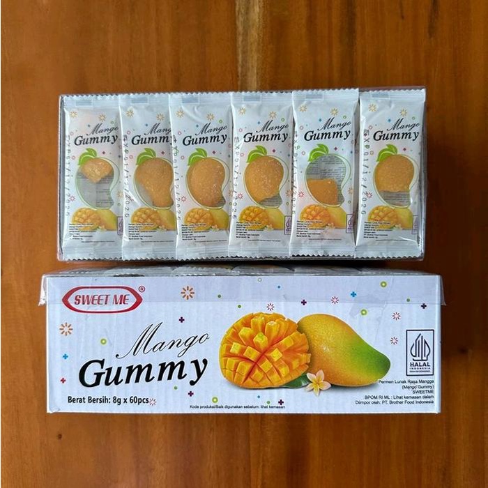 

Mango Gummy, Permen Lunak Rasa Mangga 1 box isi 60 pcs Candy Snack Cemilan