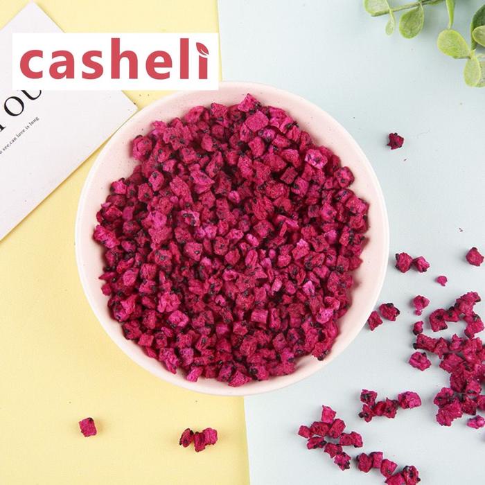 

casheli Crispy Freeze-dried DragonFruit Dadu Snack Food Cemilan Manis Kering Chips snacks Keripik