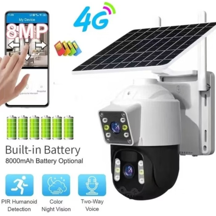 Kamera Keamanan CCTV 4G Tenaga surya Solar Panel wireless