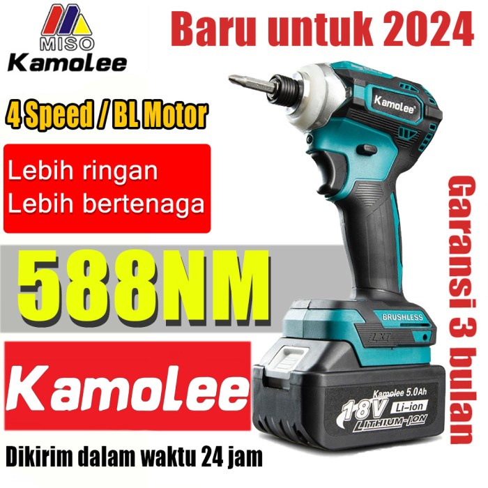 Kamolee Impact Driver 588Nm 4 Speed Brushless Obeng Elektrik