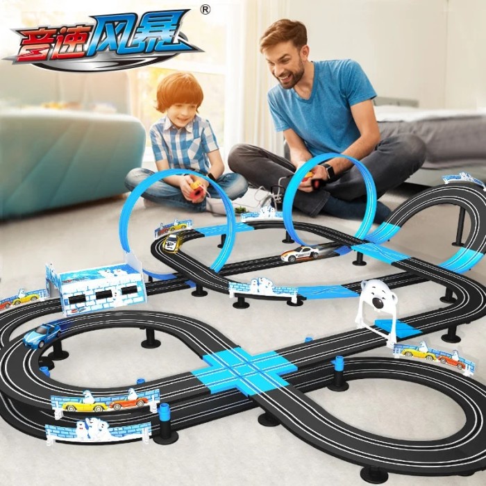 Railway Track Toy Set Racing Track Electric Double Remote Control Car