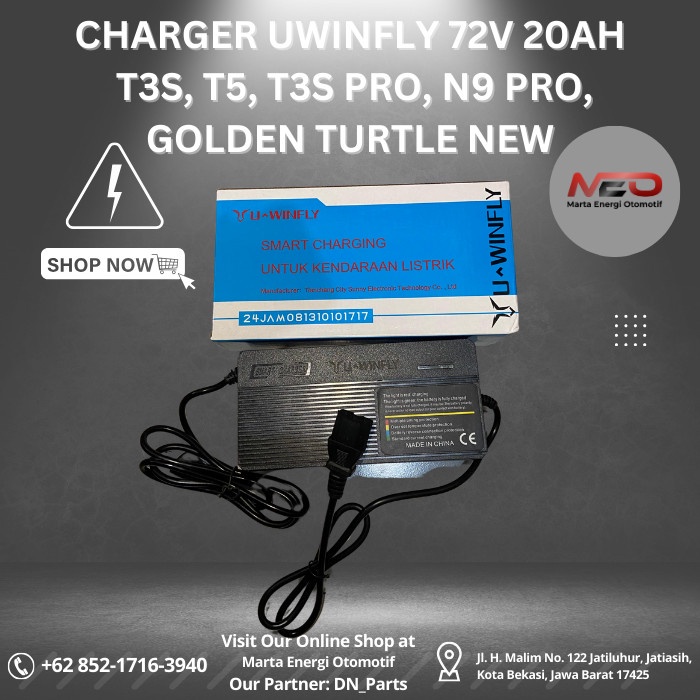 CHARGER UWINFLY 72V 20Ah, 60V 20Ah, 48V 12Ah Ori Pabrik ASLI