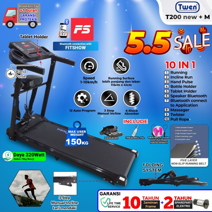 Treadmill Listrik Twen T200 New Arrival - Treadmill Elektrik