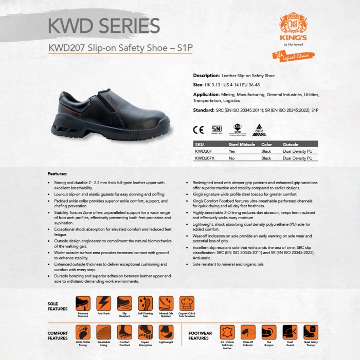 Sepatu Safety Shoes King's KWD 207 X By Honeywell - Kings KWD 207X