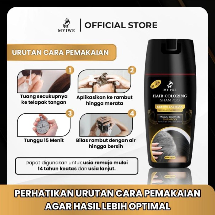 Shampoo My Iwe Hair Coloring Penghitam Rambut Instan - Penghitam Rambut Uban