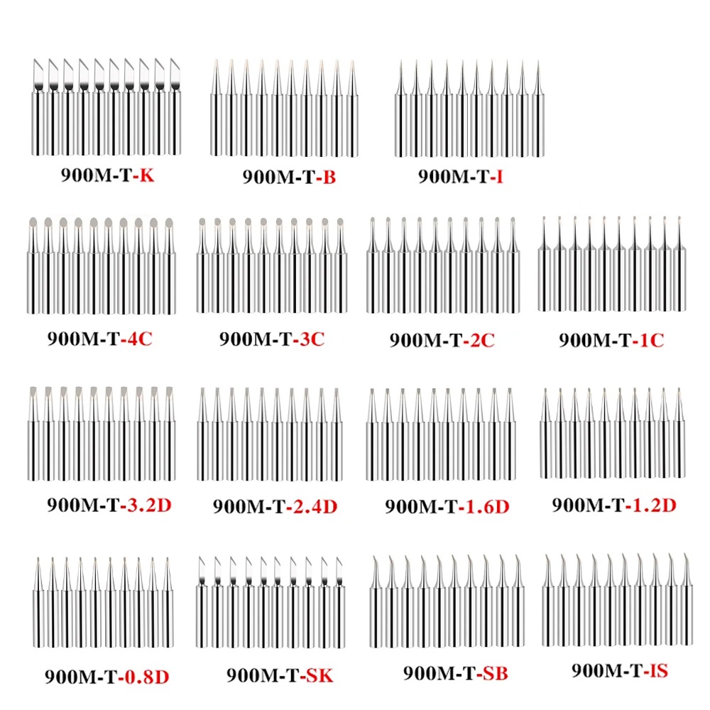 10Pcs/lot Pure Copper 900M-T Soldering Tip 900M-T-K 900M-T-I 900M-T-3.2D Soldering Iron Tip for 936 