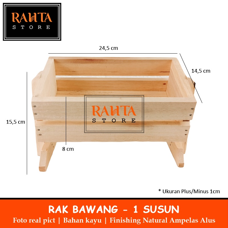HJK KT55-Rahta Rak Bawang Kayu / Rak Bumbu / Rak kayu tempat bawang / rak dapur