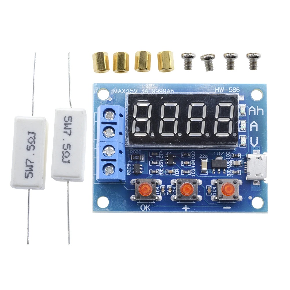 Digital Battery Indicator Universal Battery Capacity Tester Module Discharge Tester with Accessories