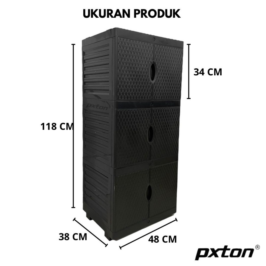 Awet Lemari Pakaian Plastik Diamond / 3 Susun / Rak Plastik / Rak Pakaian Plastik 3 Susun /Pxton -