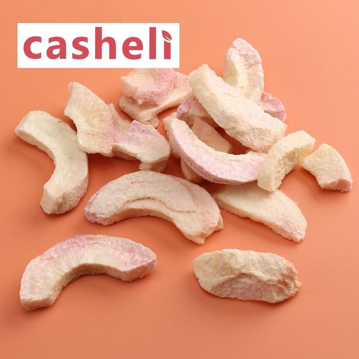 

casheli Peach Keripik Freeze-dried Peach Grade A Snack Cemilan Kering Crispy Food Fruit Chips snacks