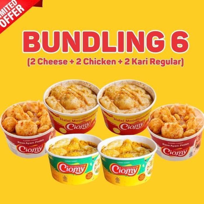 

CIOMY - Paket Hemat Bundling 6 Cuanki Cup Cheese Soto Kari & Chicken Regular