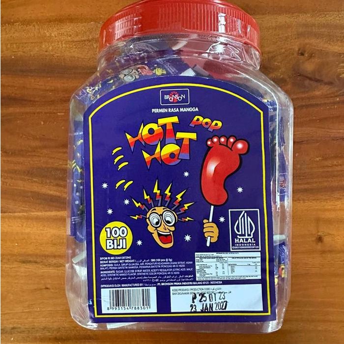 

Permen Keras Kaki rasa mangga hot hot pop 1 toples isi 100 pcs
