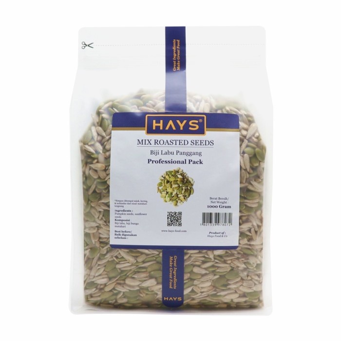 

Mix Roasted Seeds 1KG (Pumpkin seeds+Sunflower seeds) - HAYS