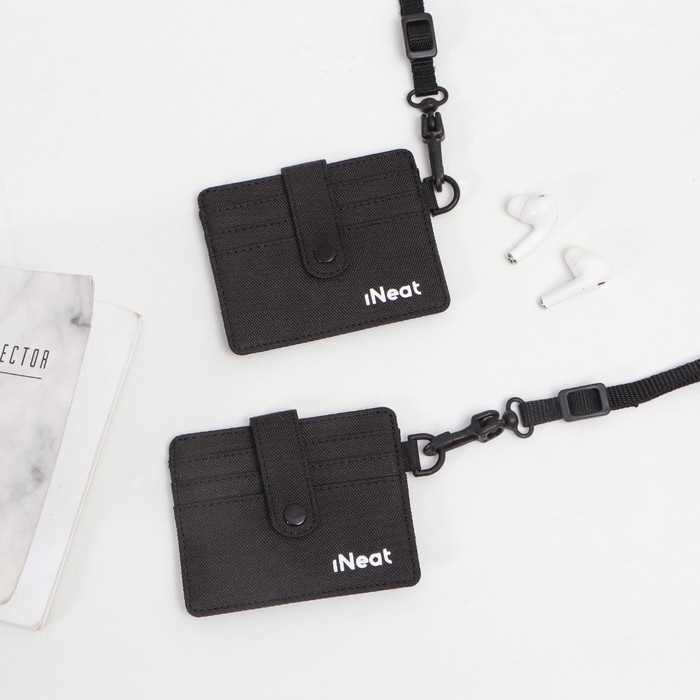

[tmr] - iNeat Card Holder Lanyard Hanging Wallet Black Dompet Kartu Polos