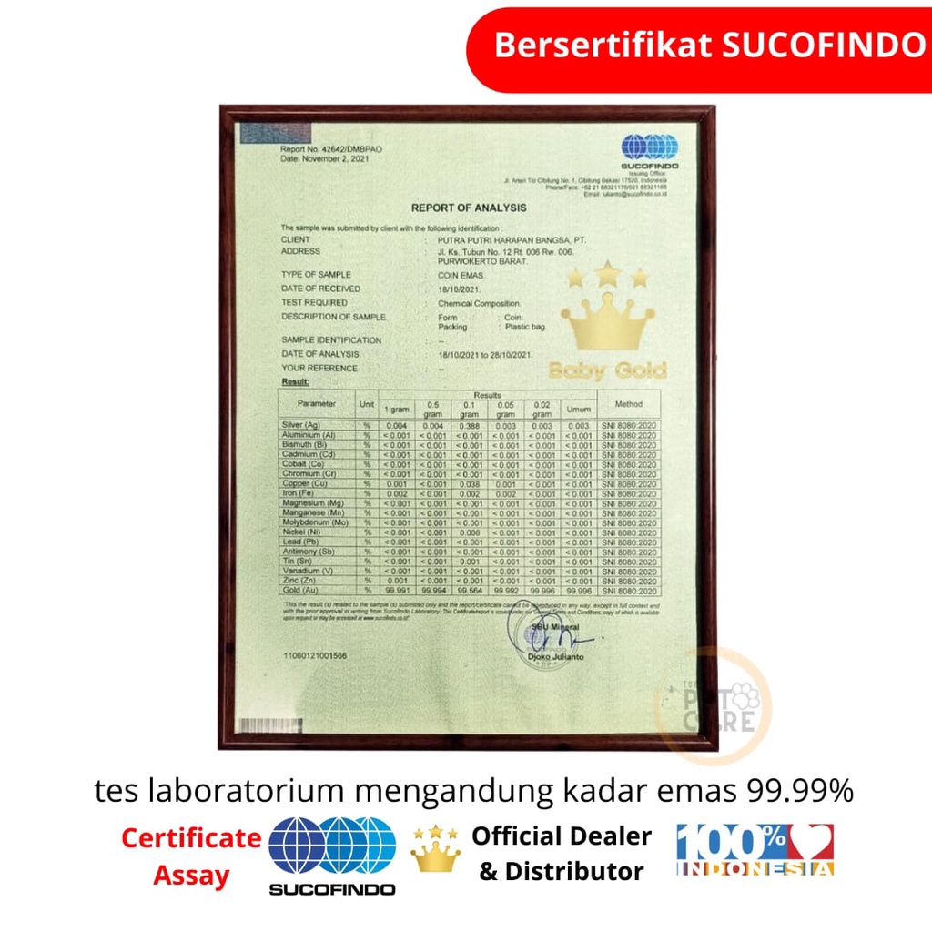 BABY GOLD / ROSE GOLD EMAS MURNI LOGAM MULIA 0.01 Gram