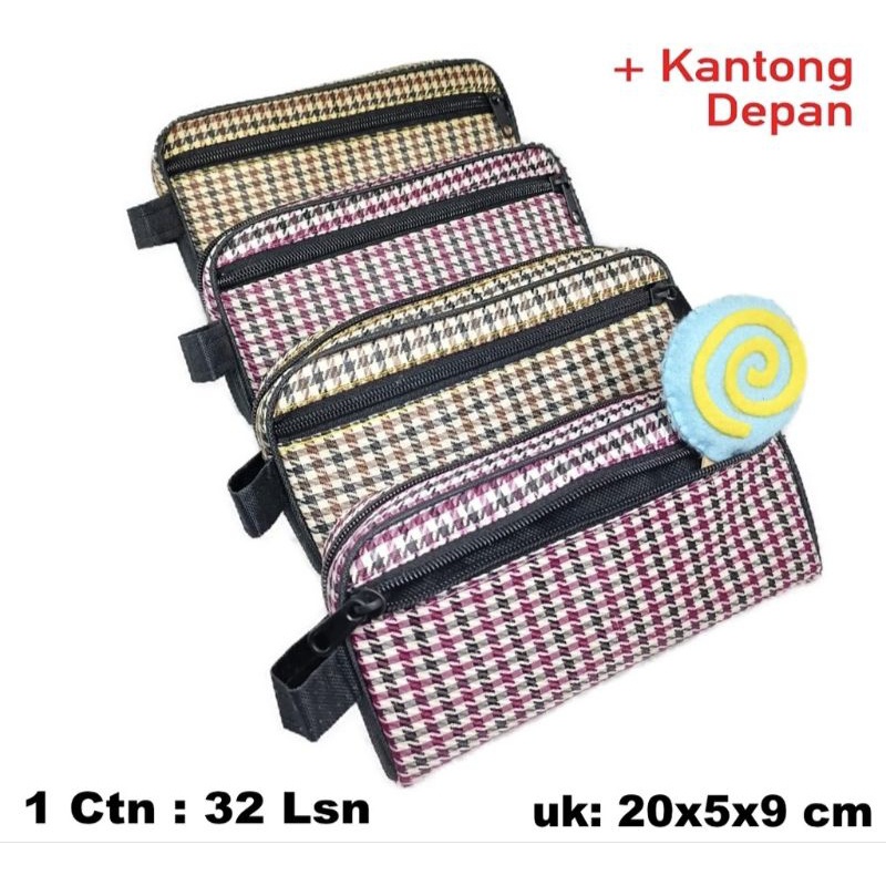 

kotak pensil dua resleting motif kotak aesthetic