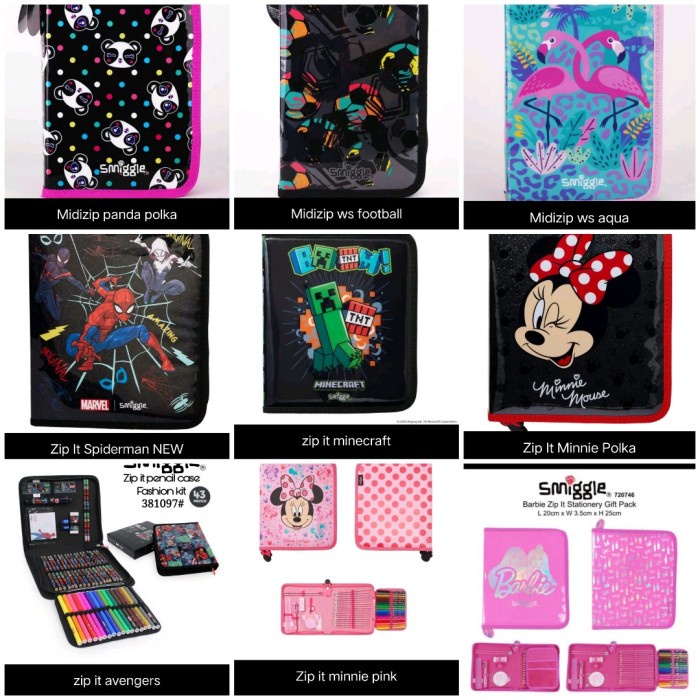 

Smiggle Zip It - Midi Zip Stationery minecraft, spiderman, minnie,Uni Kode 892