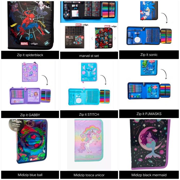 

Smiggle Stationery Pjmask, Marvel, Spiderman, Mermaid, Uni, Sonic/Kado Kode 1060