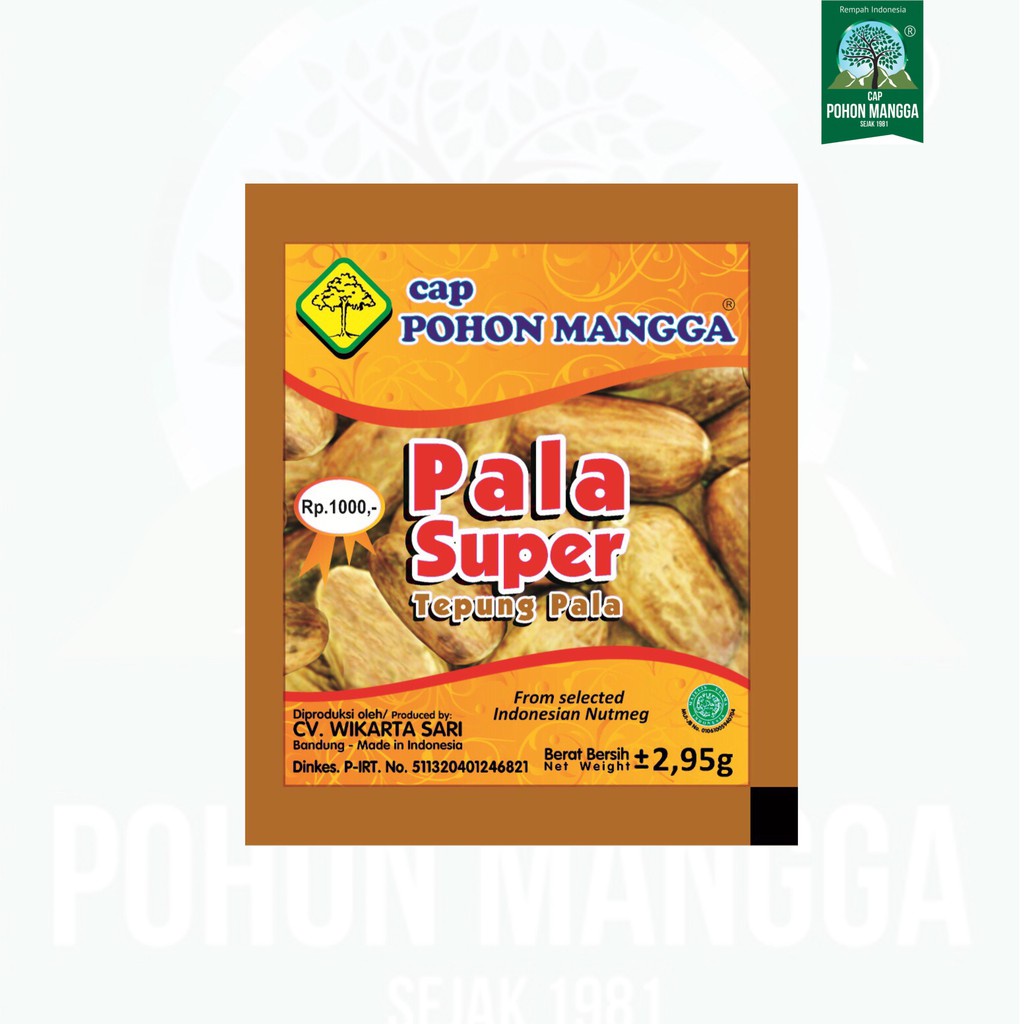 

HJE Bumbu Bubuk PALA Super Nutmeg Powder - Kemasan 1 Renceng 14 Sachet - Cap POMANG Pohon Mangga