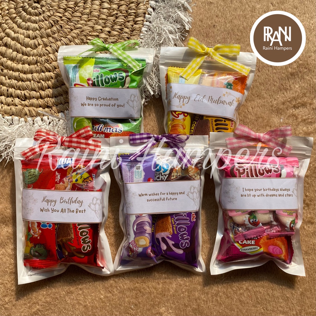 

Mini Gift Snack - Snack Ulang Tahun - Mini Hampers - Freebie Snack - Hampers Snack - Free Kartu